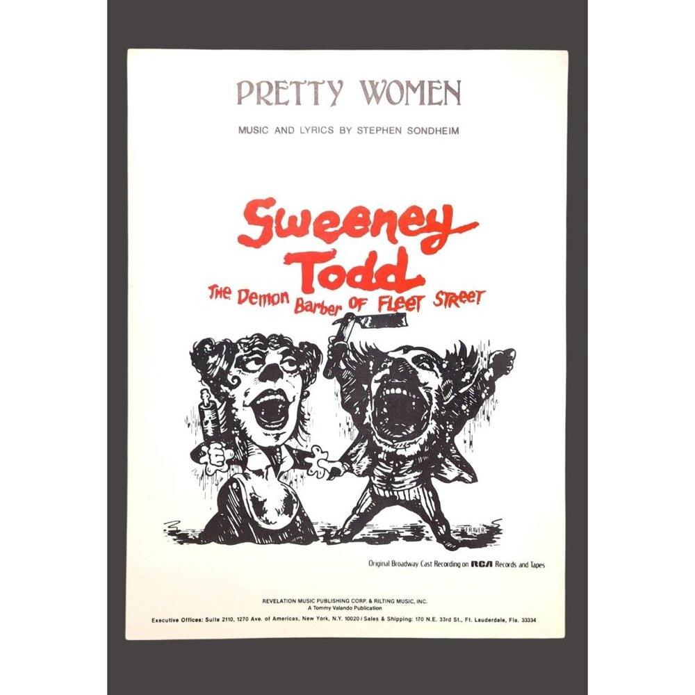 Vintage Sweeney Todd Sheet Music Pretty Women Broadway Musical 1978 Demon Barber